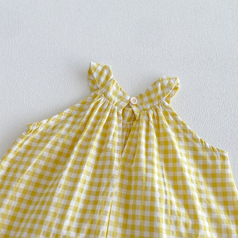 【BABY&KID】夏新作イエローチェックセットアップSK105804