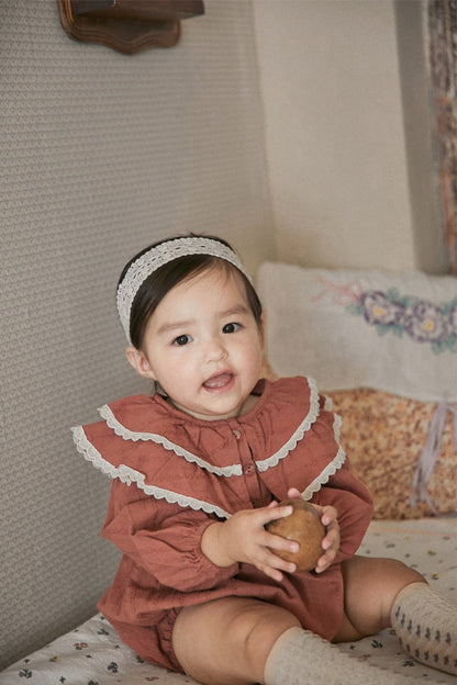 【BABY】ダブルフリルビッグカラー ロンパース、ワンピースSK101530