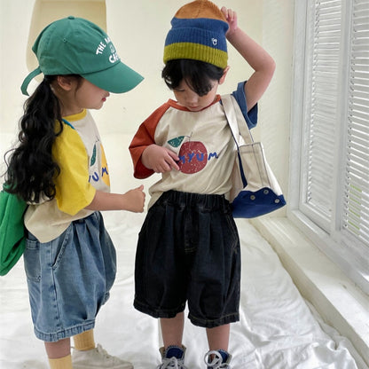 【BABY&KID】夏新作 フルーツプリント半袖TシャツSK080502