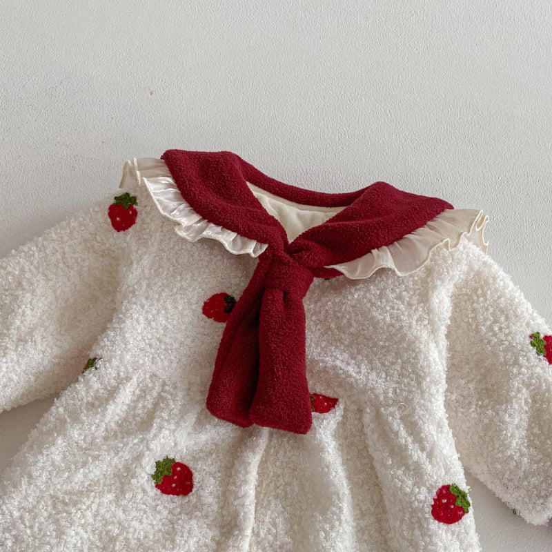 【BABY】冬新作いちご裏起毛カバーオールSK102709