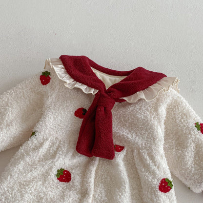 【BABY】冬新作いちご裏起毛カバーオールSK102709