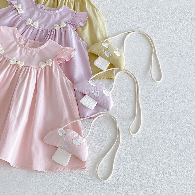 【BABY&KID】夏新作フリルスリーブワンピース＆きのこショルダーバッグSK106114