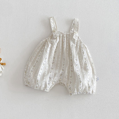 【BABY】夏新作フリルスリーブTシャツ＆小花柄サロペットSK104502