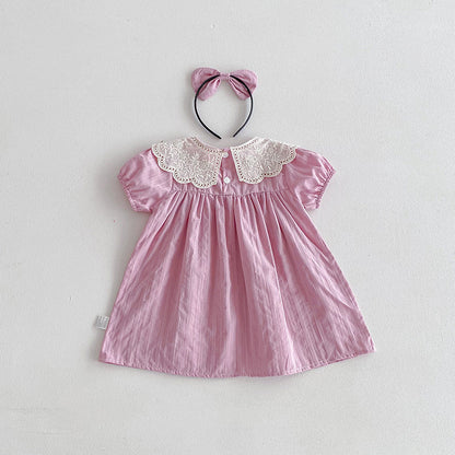 【姉妹服】夏新作 レース刺繍襟ロンパース、ワンピースSK081627