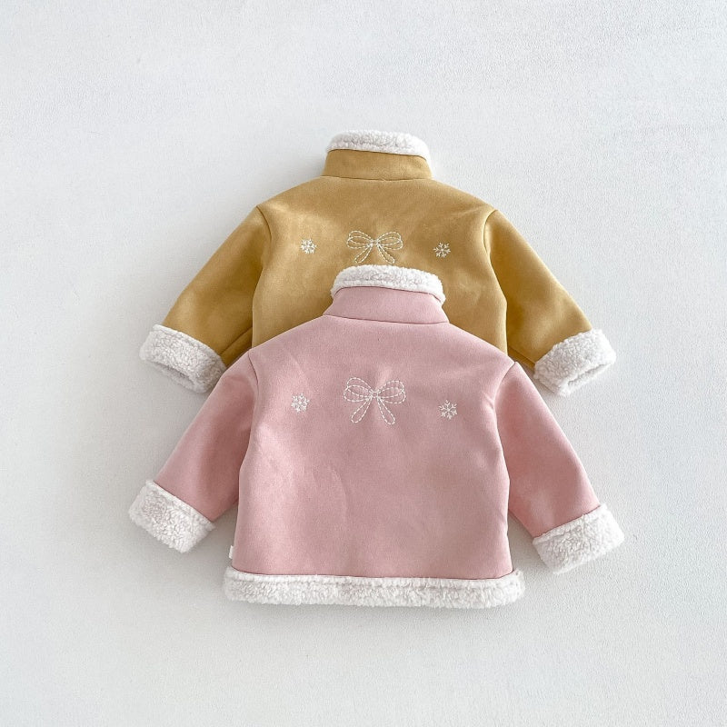 【BABY&KID】冬新作蝶結び裏起毛ジャケット、デニムパンツSK108523