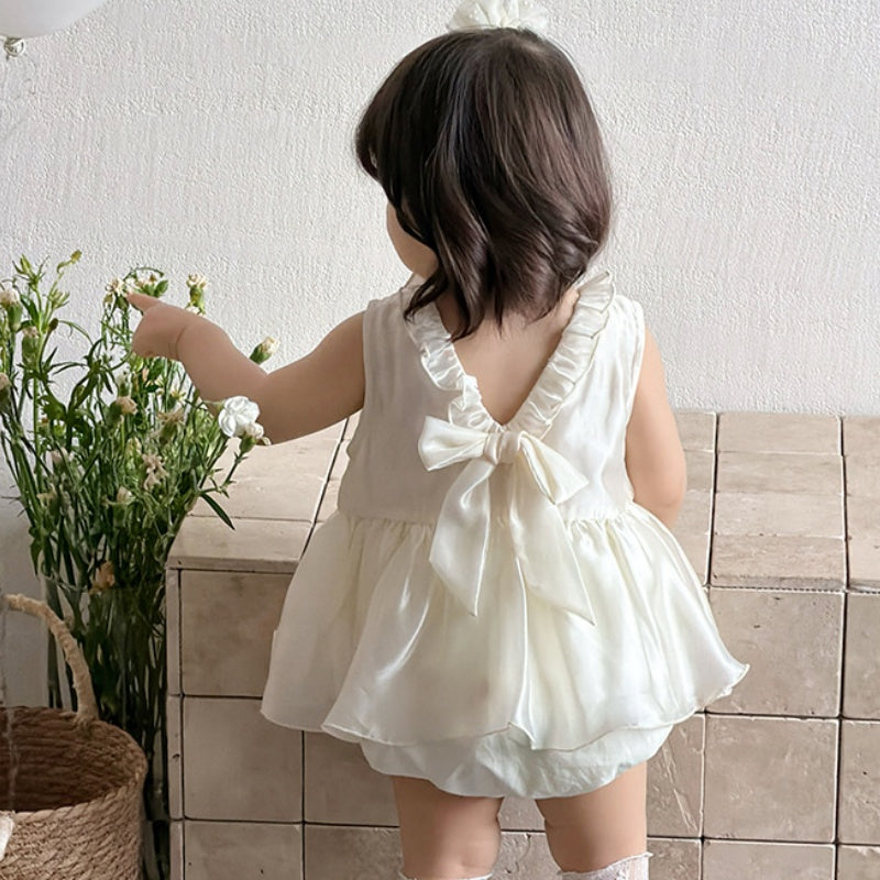 【BABY】夏新作サテンノースリーブロンパースドレスSK106408