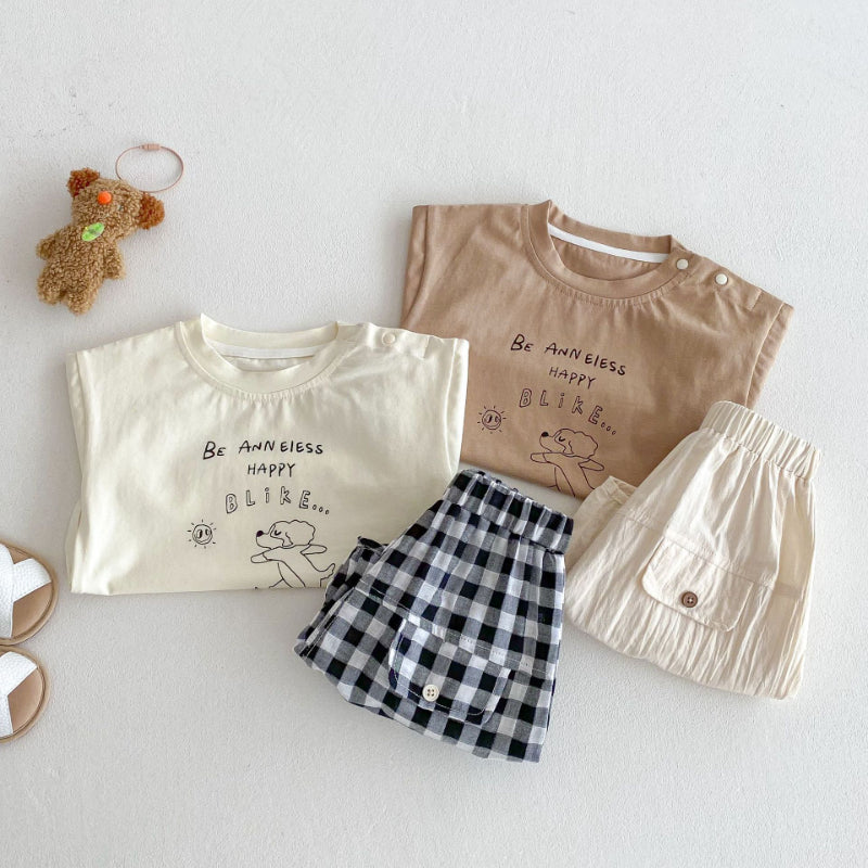 【BABY&KID】夏新作 ドッグＴシャツ、チェックパンツSK072010
