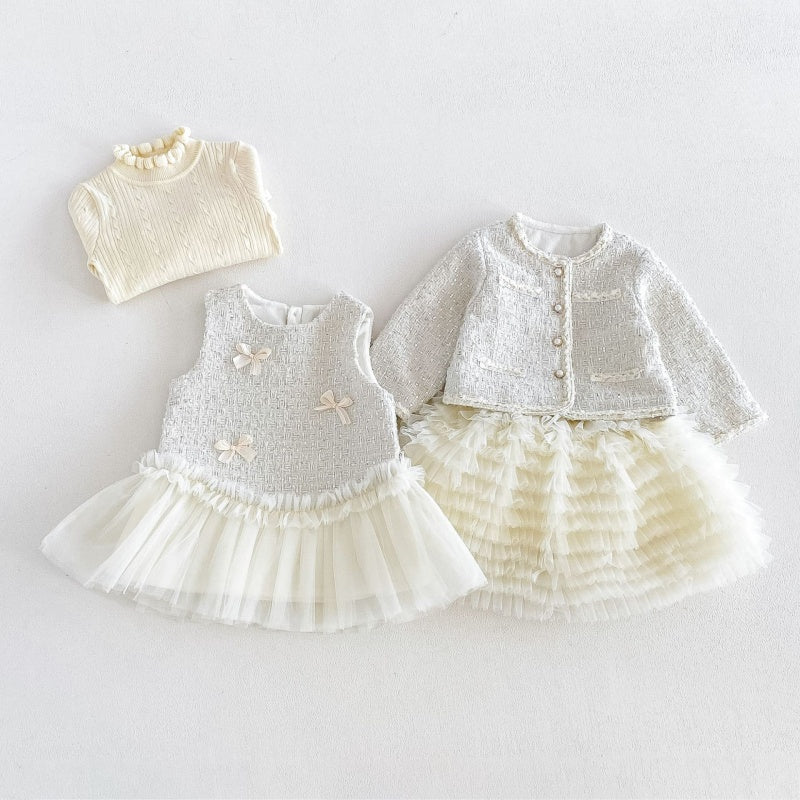 【BABY&KID】ツイード風アウター、ワンピース、ニットSK108114