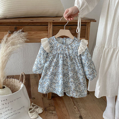 【BABY&KID】レトロ長袖プリントワンピースSK011015