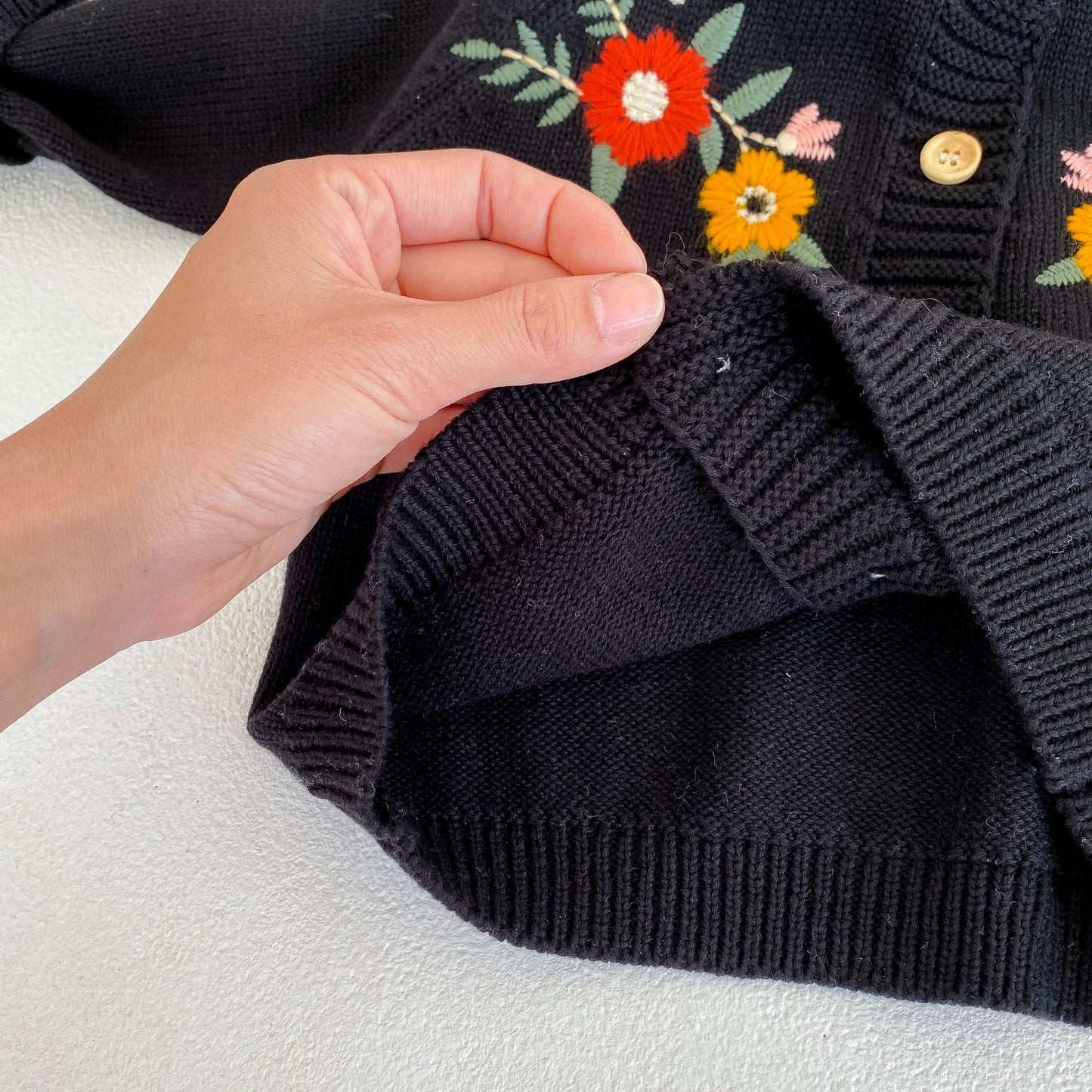【BABY】フラワー刺繡暖かいニットカーディガンSK022801