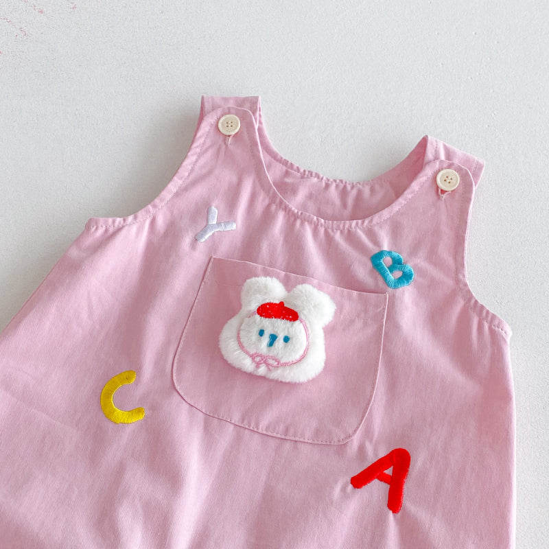 【BABY】アルファベット刺繍サロペット＆ガールシャツSK092411