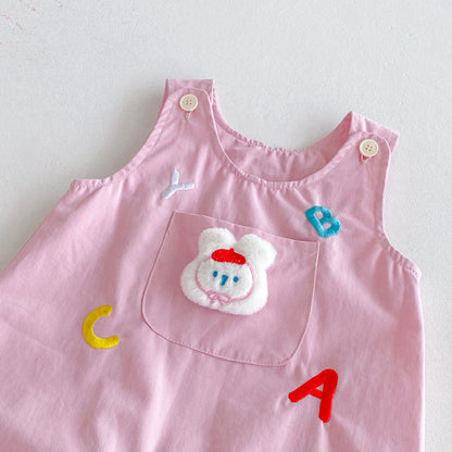 【BABY】アルファベット刺繍サロペット＆ガールシャツSK092411