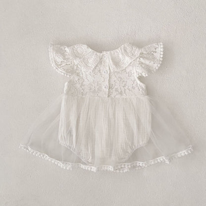 【BABY】夏新作 フラワー刺繍ロンパースSK080101