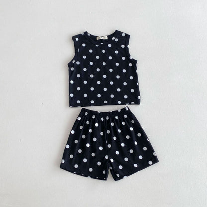 【BABY&KID】夏新作 ハート、ドットプリントセットアップSK091211