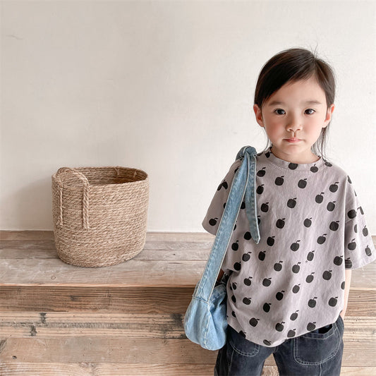 【BABY&KID】夏新作 りんご総柄TシャツSK091609