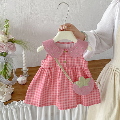 【BABY】夏新作コットンチェックロンパース、ワンピースSK105706