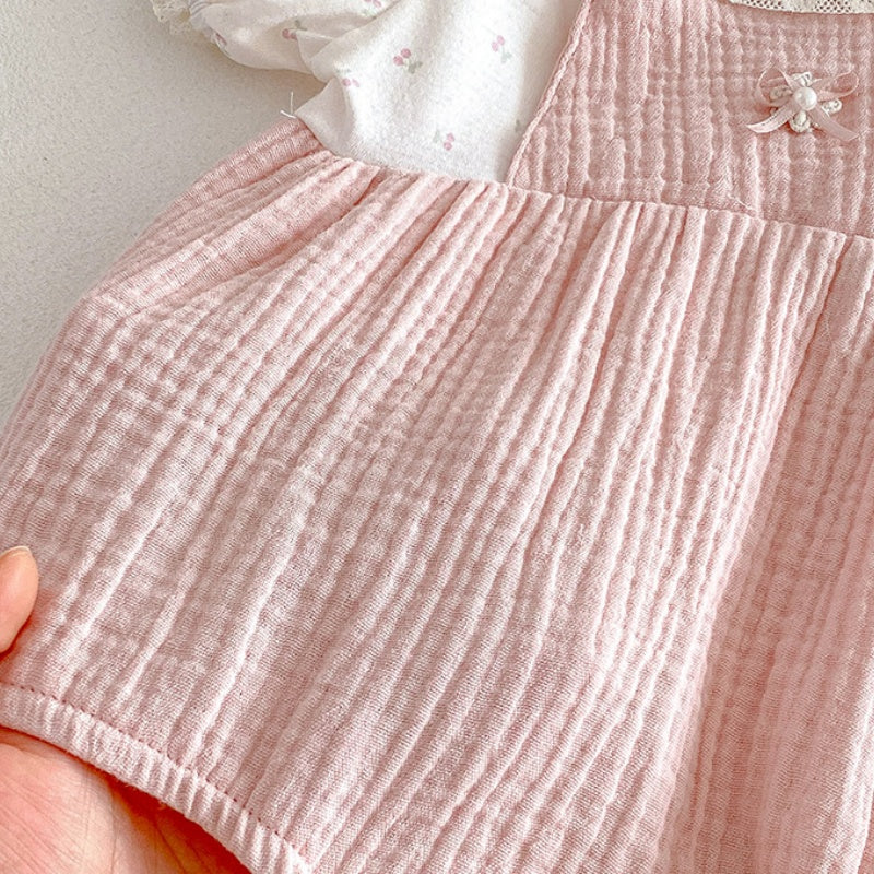 【BABY】夏新作レースフリルやわらかロンパースSK104514