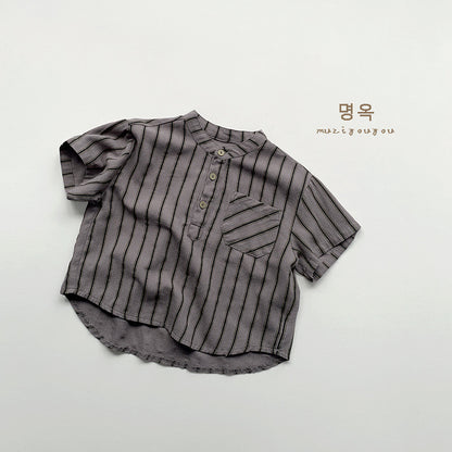 【BABY&KID】夏新作 韓国風ストライプ半袖トップスSK080811