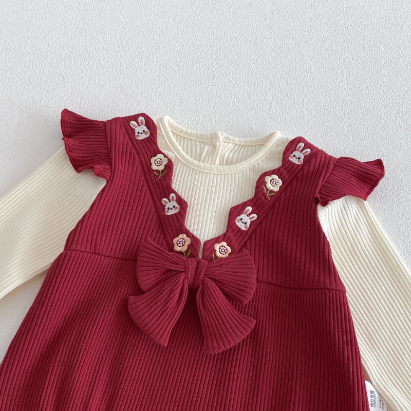 【BABY】うさぎ刺繍ロンパースSK103601