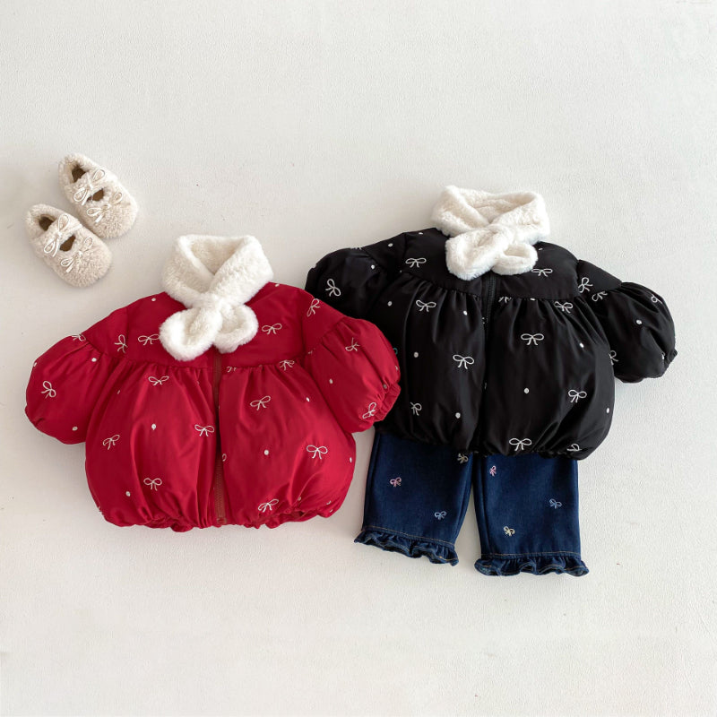 【BABY&KID】冬新作蝶結び刺繍中綿アウターSK103022