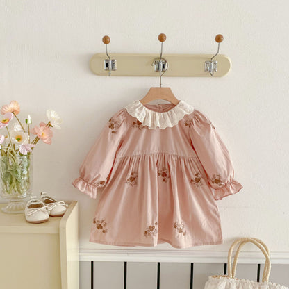 【BABY&KID】レース襟花柄刺繍ワンピースSK011013