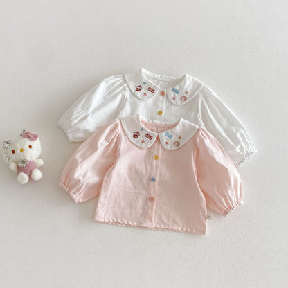 【BABY&KID】ねこ刺繍シャツSK103516