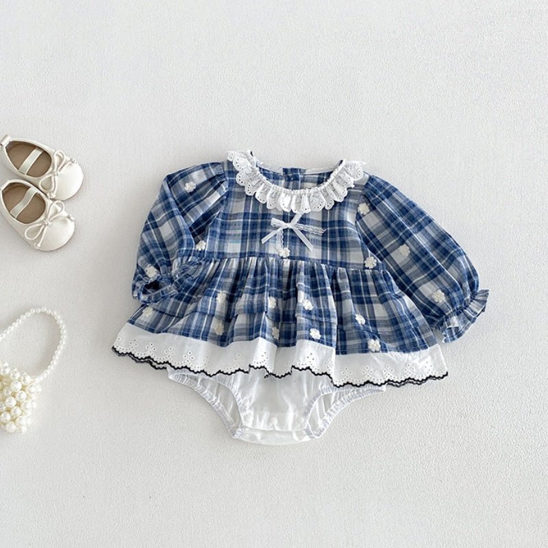 【BABY】レースフリル襟フラワー刺繍ロンパースSK106801