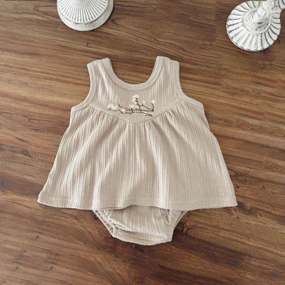 【BABY】夏新作 ノースリーブ刺繍セットアップSK091120