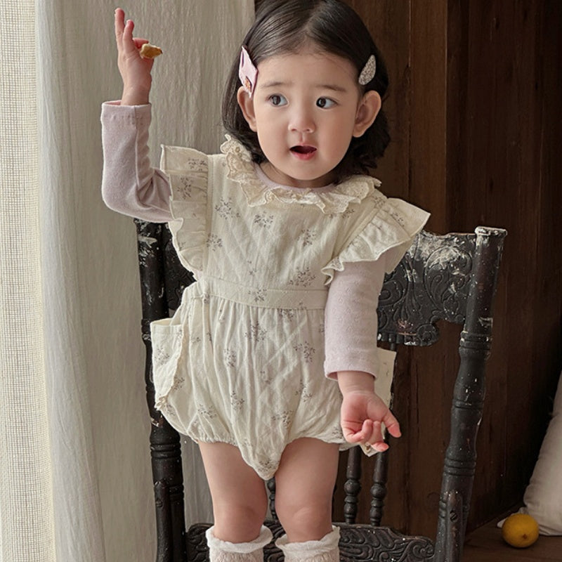 【BABY】小花柄ロンパース、レース襟ロンTSK104302