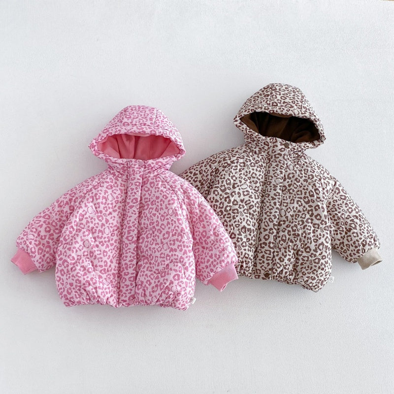 【BABY&KID】冬新作レオパード柄フード付き中綿ジャケットSK108513