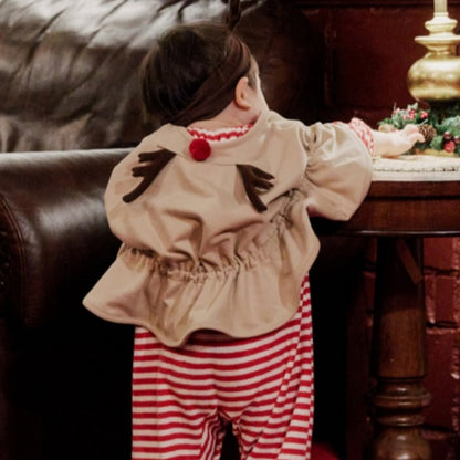 【BABY】クリスマスボーダーカバーオール、トナカイポンチョSK102817