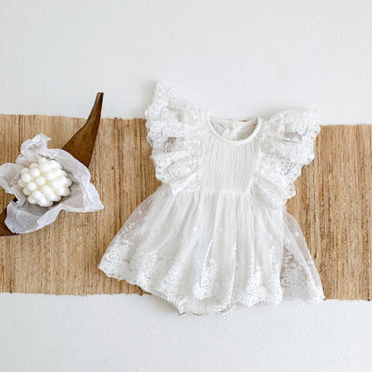 【BABY】夏新作 レース刺繍ロンパースワンピSK081703