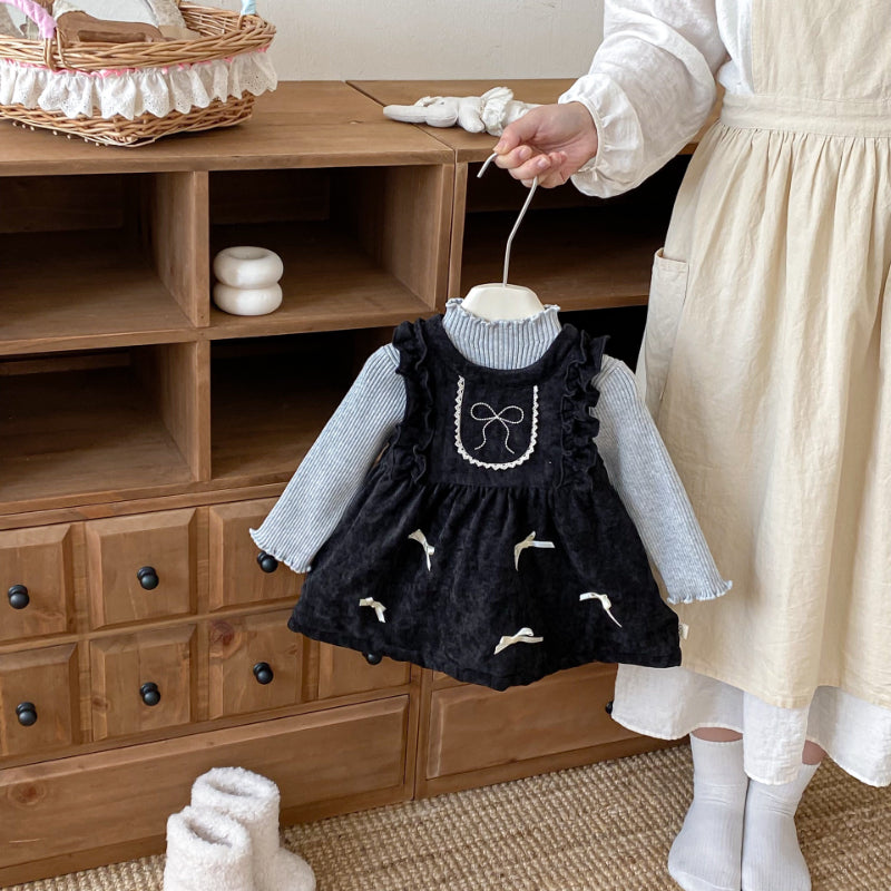 【BABY&KID】冬新作ベロア裏起毛リボンワンピースSK102735