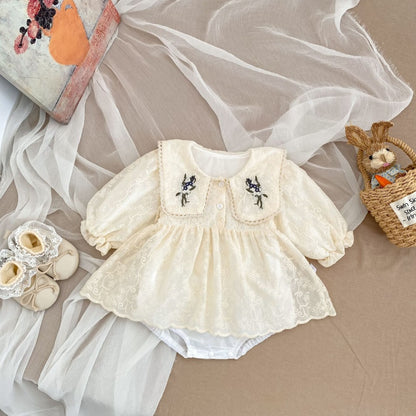 【BABY】刺繍襟付きロンパースSK106901