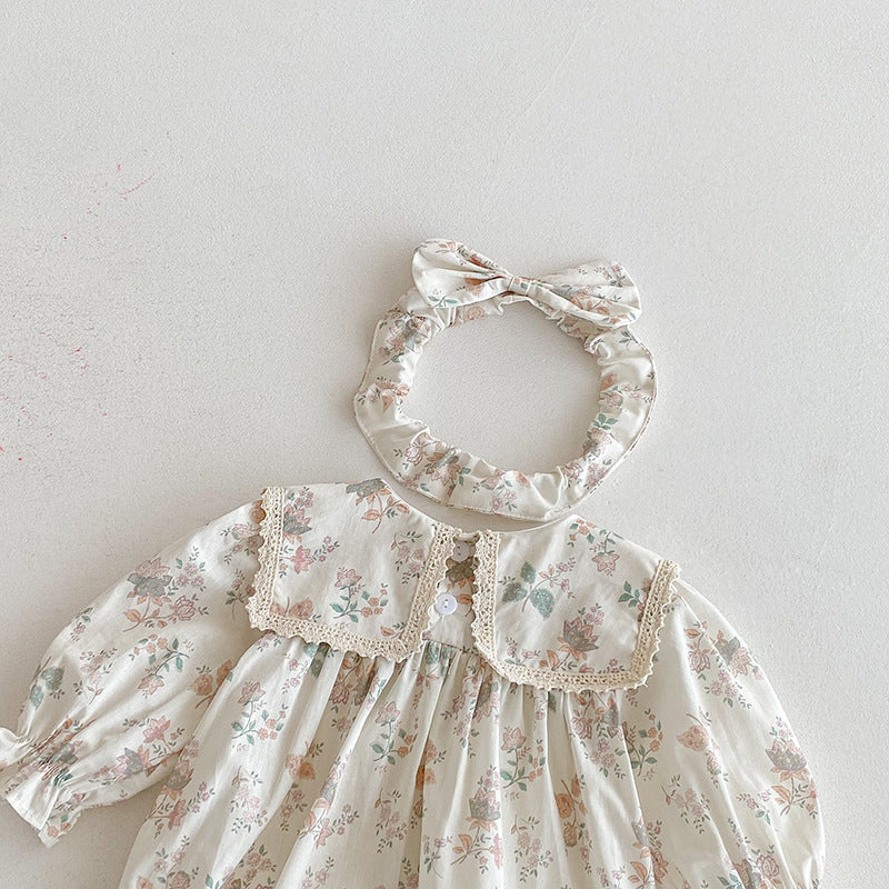【姉妹服】花柄プリンセス襟ロンパース、ワンピースSK101107