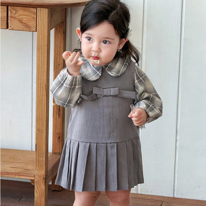 【BABY】韓国風スクールワンピース＆チェックシャツSK103707