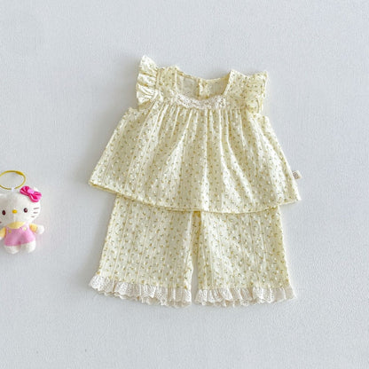 【BABY&KID】夏新作フリルスリーブ小花柄セットアップSK105604