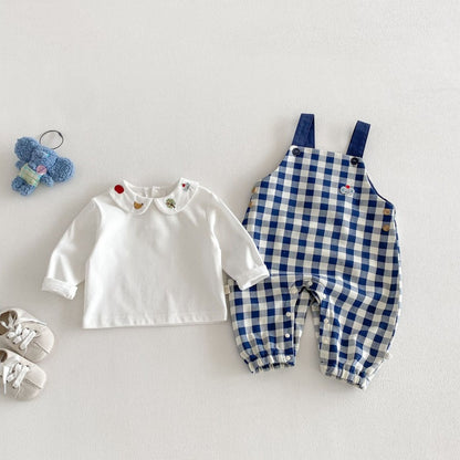 【BABY&KID】チェックサロペット、刺繍襟ロンTSK104111