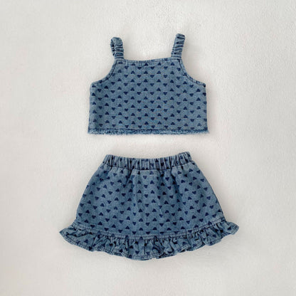 【BABY&KID】夏新作 ハートデニムセットアップSK081527