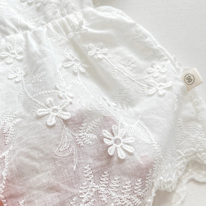 【BABY】夏新作 レース刺繍プリンセスロンパースドレス&帽子SK061820
