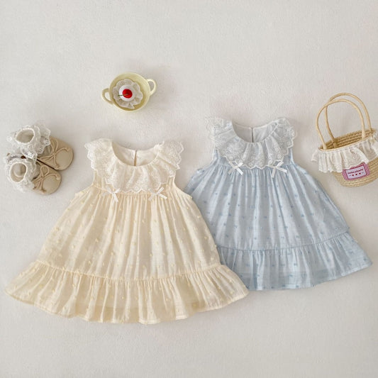 【BABY&KID】夏新作レースラウンドネックジャカードワンピースSK106404