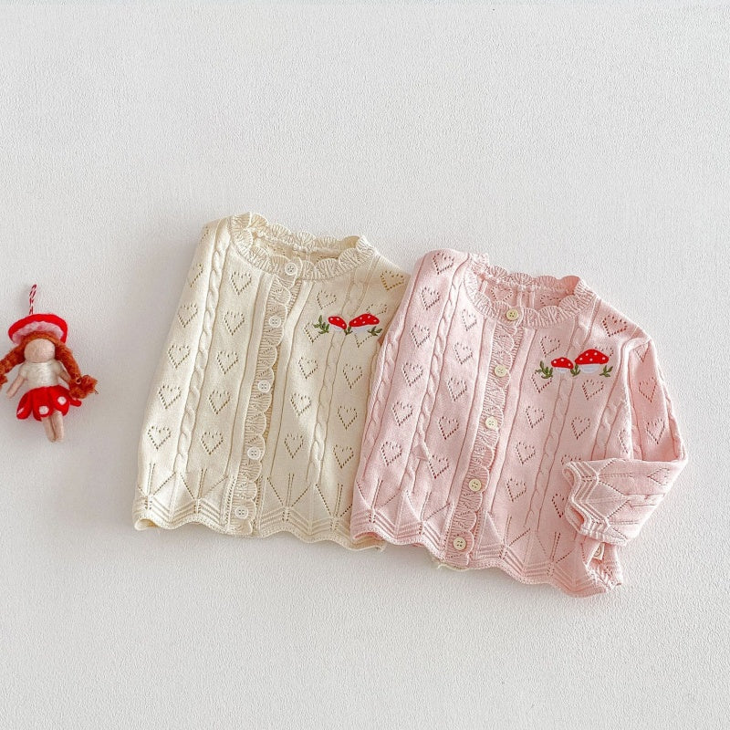 【BABY&KID】韓国風きのこ刺繍カーディガンSK104124