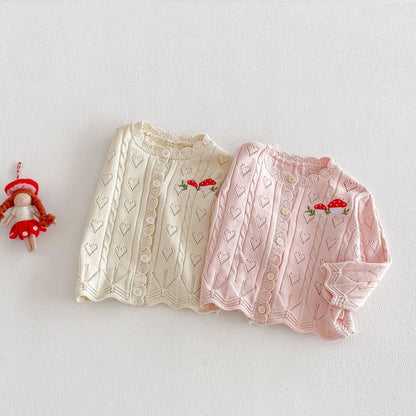 【BABY&KID】韓国風きのこ刺繍カーディガンSK104124