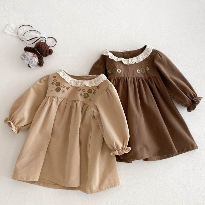 【BABY&KID】レトロ花刺繡ワンピースSK050805