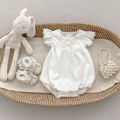 【BABY&KID】夏新作 フリルスリーブ蝶結びロンパース、ワンピースSK104922