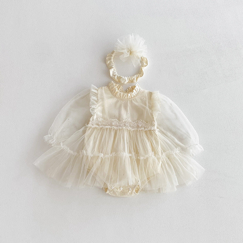 【BABY】チュールボリュームロンパース&ヘアバンドSK101106