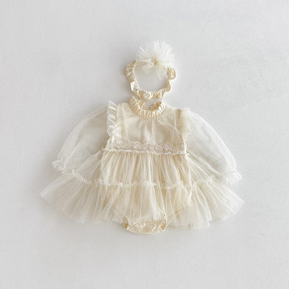【BABY】チュールボリュームロンパース&ヘアバンドSK101106