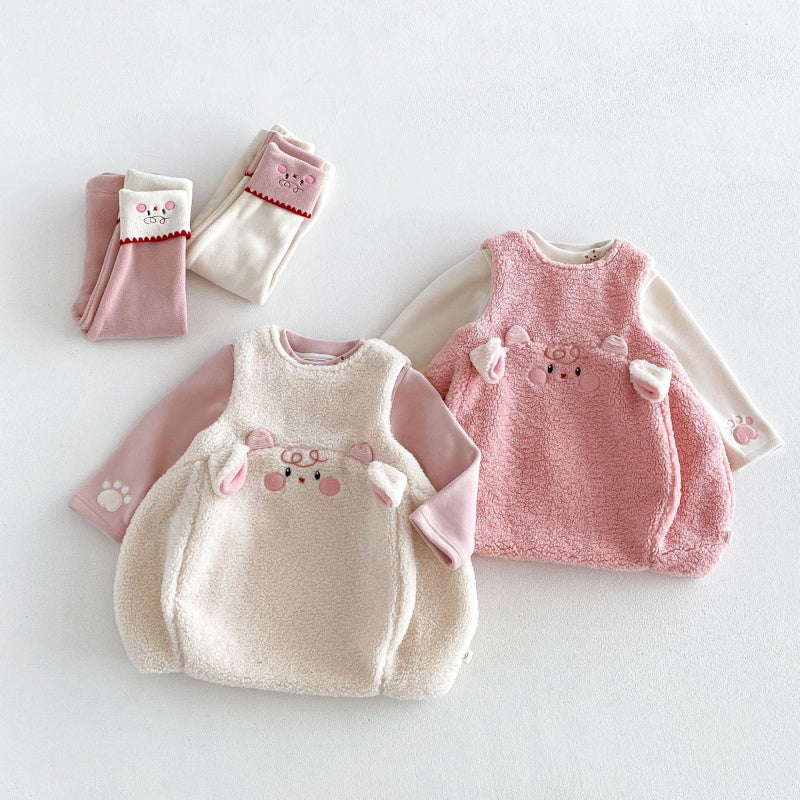 【BABY&KID】カートゥーン裏起毛ワンピース、トップス、レギンスSK108119