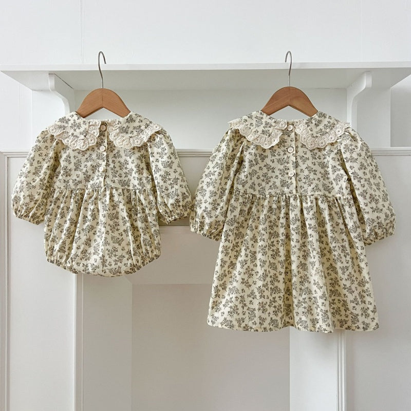 【BABY&KID】丸襟小花柄ロンパース、ワンピースSK107918