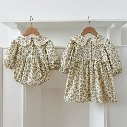 【BABY&KID】丸襟小花柄ロンパース、ワンピースSK107918